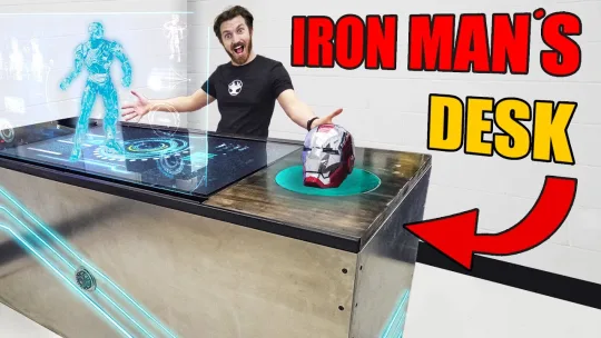 We made a REAL HOLOGRAM Desk like Tony Stark’s!
