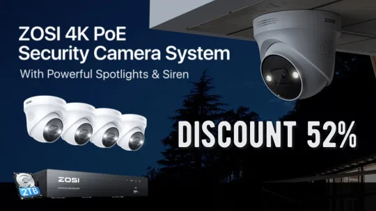 ZOSI 4K PoE Video Surveillance Cameras System 8CH Expand 16CH NVR Kit 2-Way Audio Out/Indoor 8MP/5MP